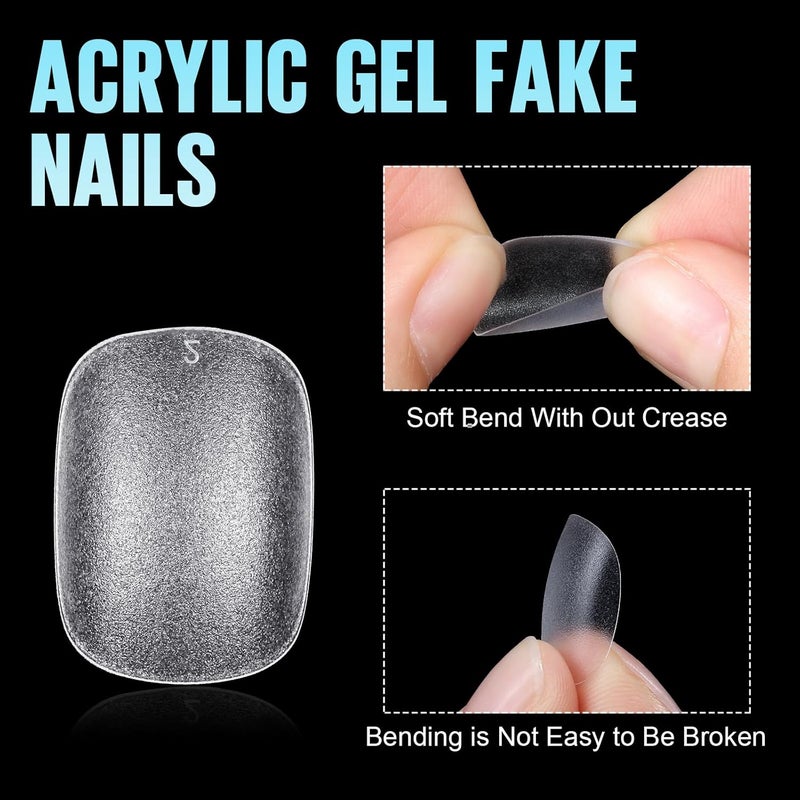 TOMICCA Extra Short Oval Nail Tips, Acrylic Double Sided Matte Fake Nails for Extension,240Pcs 15 Sizes Press On Nail Tips for Home DIY Art Women Girls - Image 5